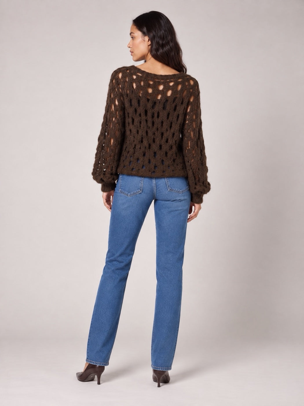 Openwork Knit Jumper - Chocolate (2)
