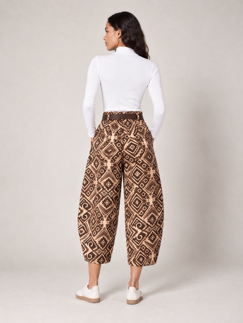 Geometric Print Trousers - Chocolate (2)