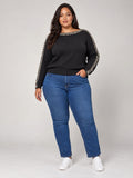 Embellished Boat Neck Jumper - Black