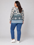 Abstract Animal Print V-Neck Jumper - Sage (2)