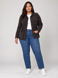 Utility Jacket with Drawstring Waist - Chocolate
