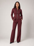 Sculpted Peplum Tracksuit Set - Wine