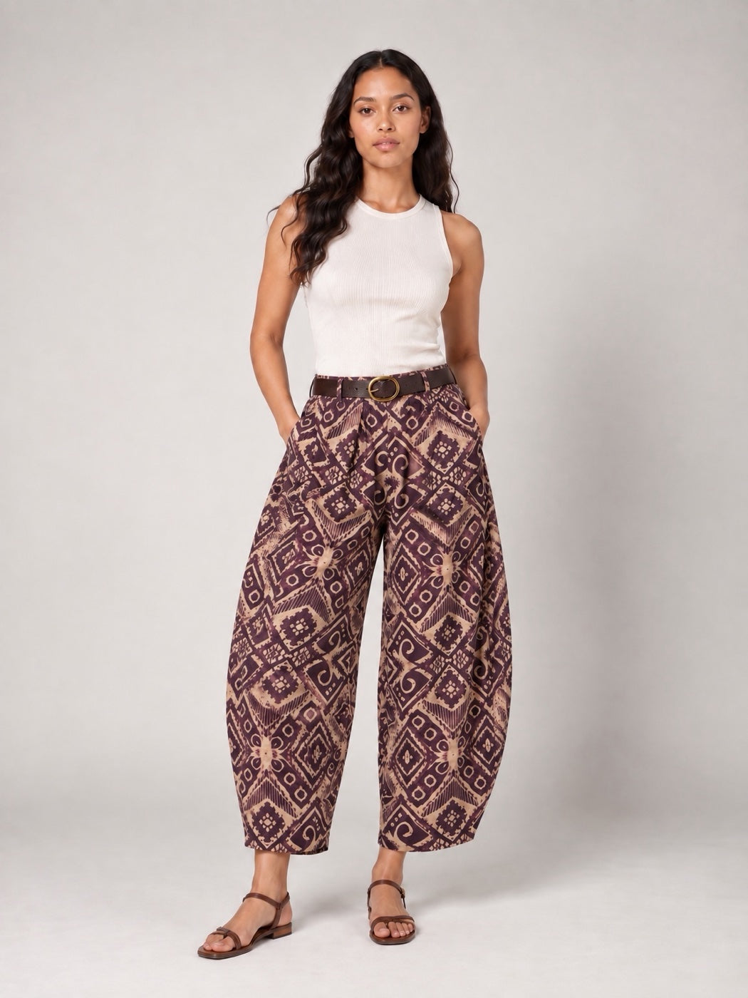 Geometric Print Trousers - violet
