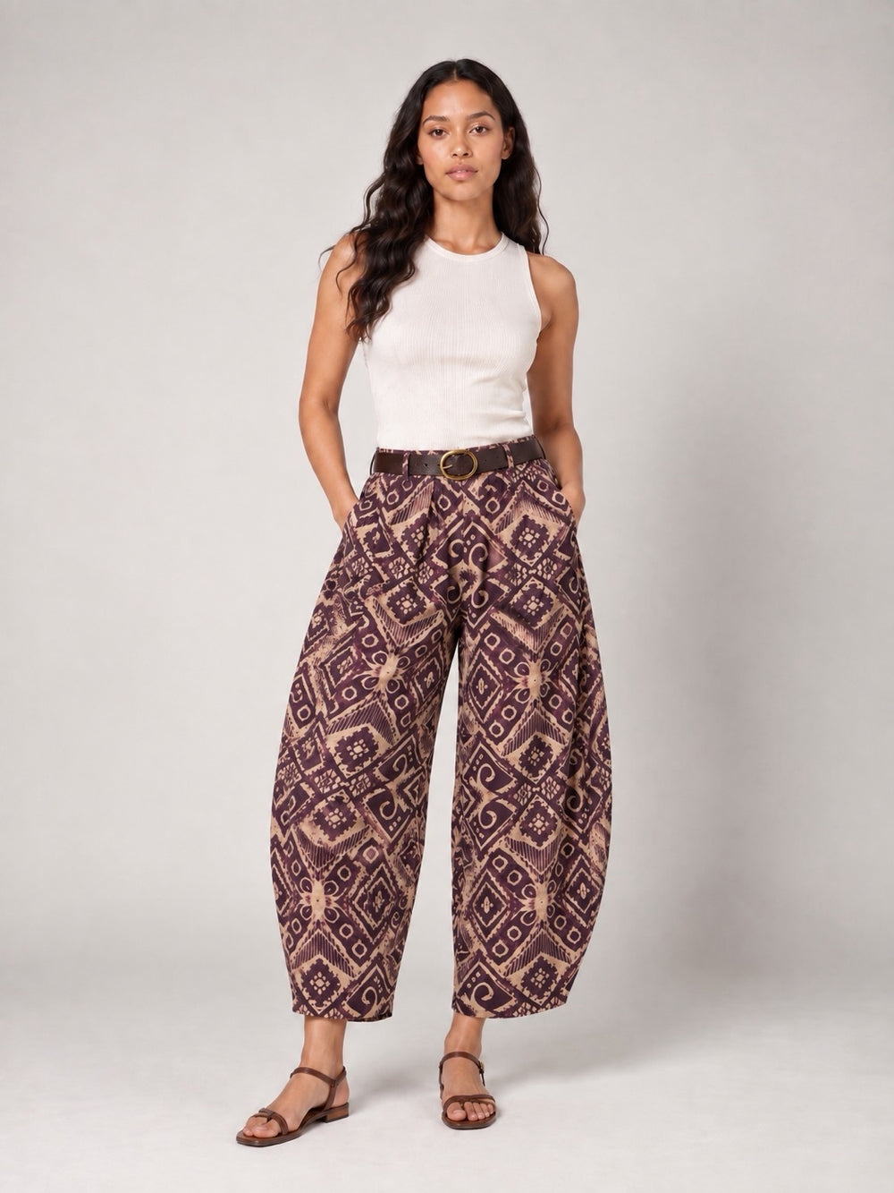 Geometric Print Trousers - violet
