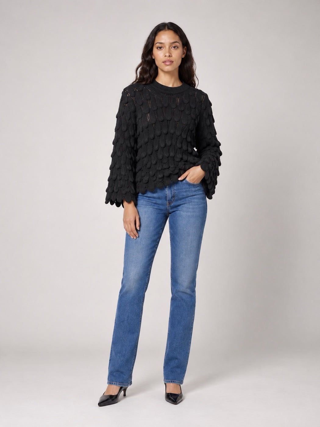 Textured Knit Jumper - Black
