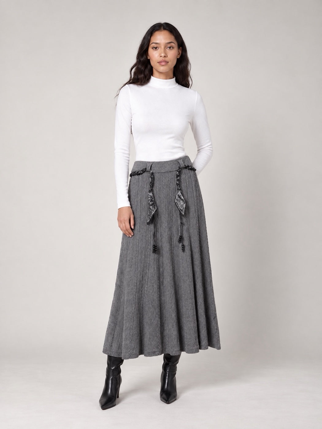 Pleated Maxi Skirt - Slate