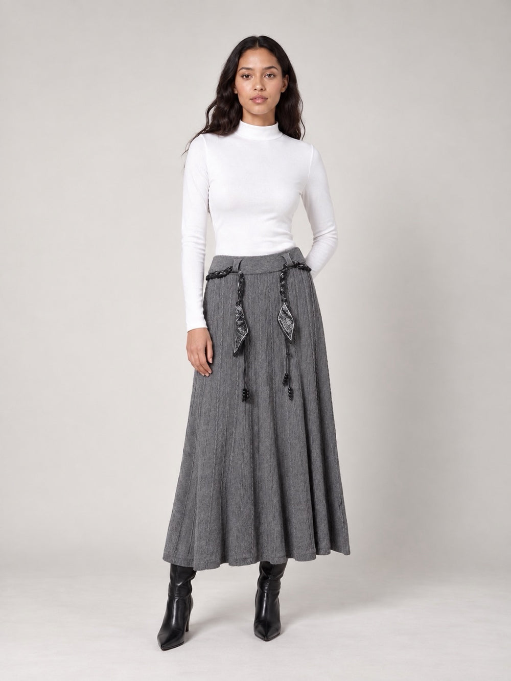 Pleated Maxi Skirt - Slate