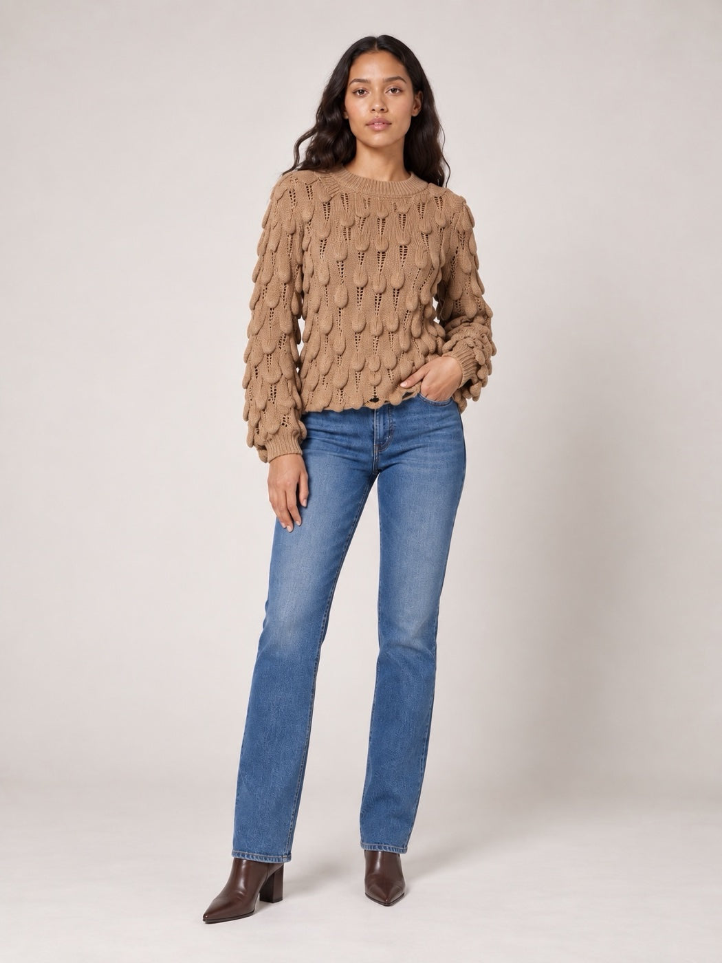 Textured Knit Jumper - Cinnamon